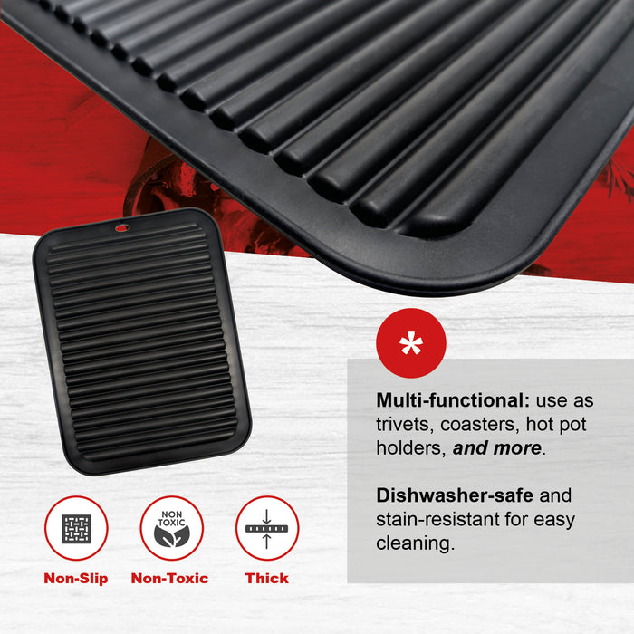 Hot Pan Dish Mat Silicone Trivet Large Serving Oven Heat Proof Kitchen Protector x 2