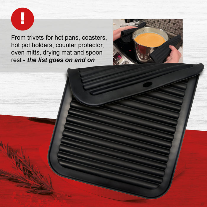 Hot Pan Dish Mat Silicone Trivet Large Serving Oven Heat Proof Kitchen Protector x 2
