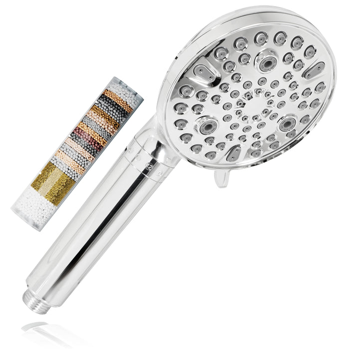 Universal Shower Head and Filter Multi Function 9 Power Modes Massage Mist Chrome