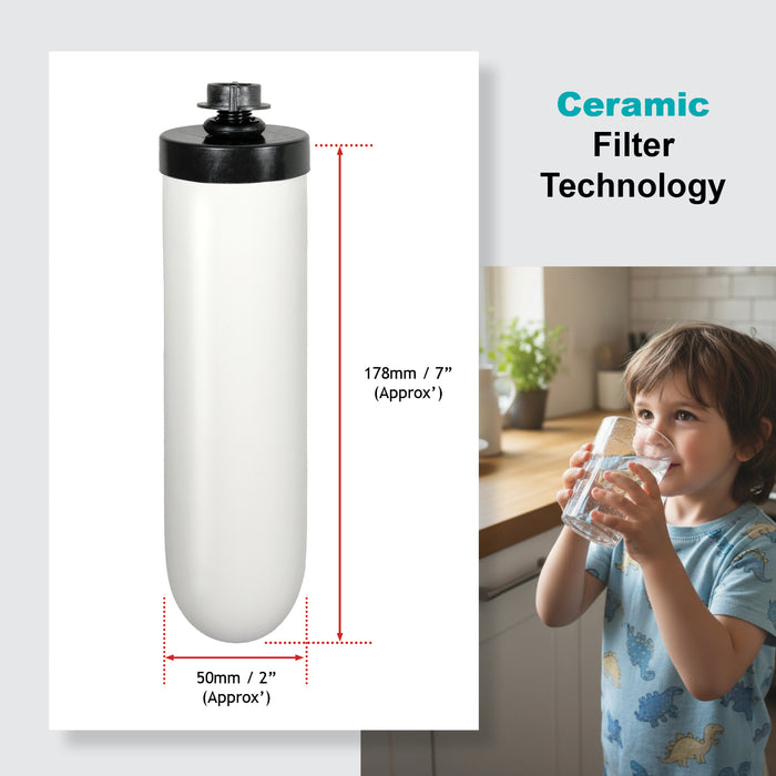 Ceramic Gravity Water Filter Candle 7in fits British Berkefeld BERKEY (2 Pack)