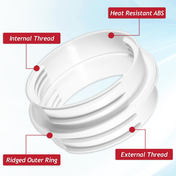 Vent Outlet Hose Connector Coupler Threaded Air Con Cooker Hood Hydroponics Duct Pipe Extension Ring (5" / 5.9")
