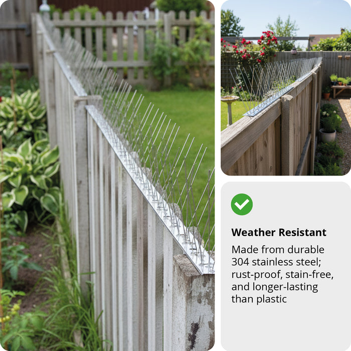 Bird Fence Spikes Pigeon Squirrel Cat Rodent Stainless Steel Metal 10m