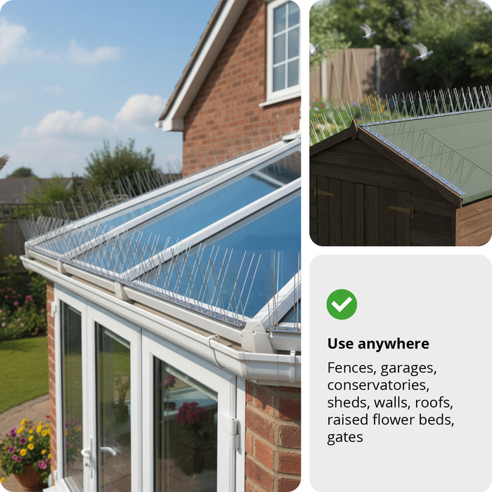 Bird Fence Spikes Pigeon Squirrel Cat Rodent Stainless Steel Metal 10m