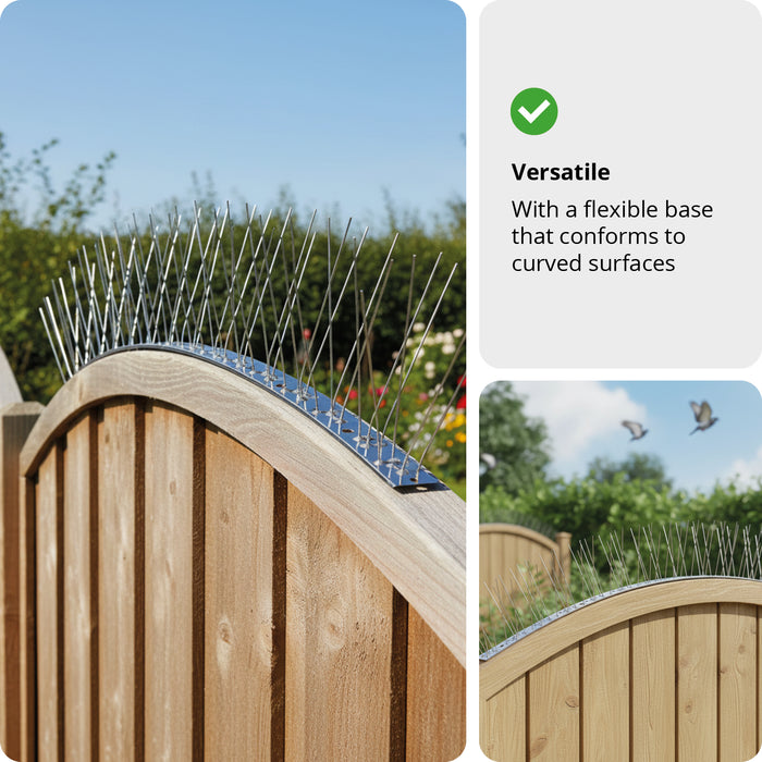 Bird Fence Spikes Pigeon Squirrel Cat Rodent Stainless Steel Metal 10m