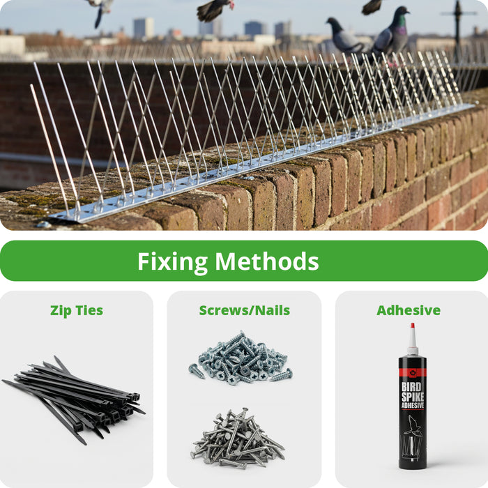 Bird Fence Spikes Pigeon Squirrel Cat Rodent Stainless Steel Metal 10m