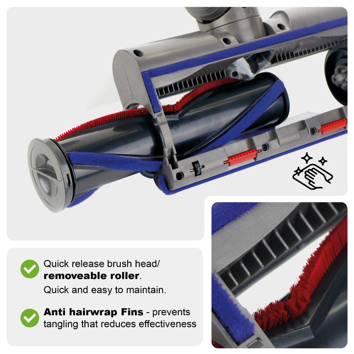 Dual Roller Floor Brush Head for DYSON V7 V8 V10 V11 V15 Carpet Hard Floors
