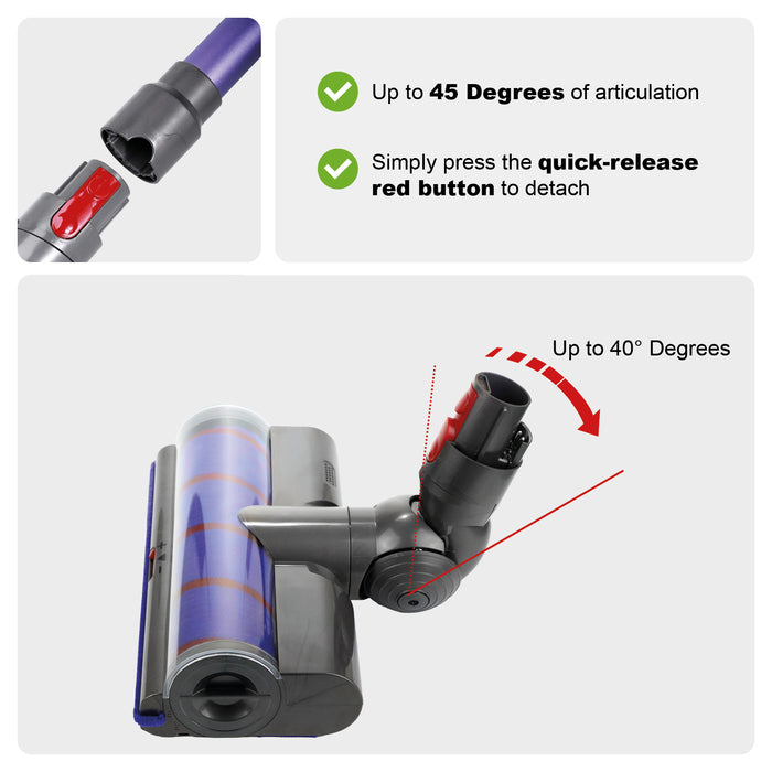 Dual Roller Floor Brush Head for DYSON V7 V8 V10 V11 V15 Carpet Hard Floors