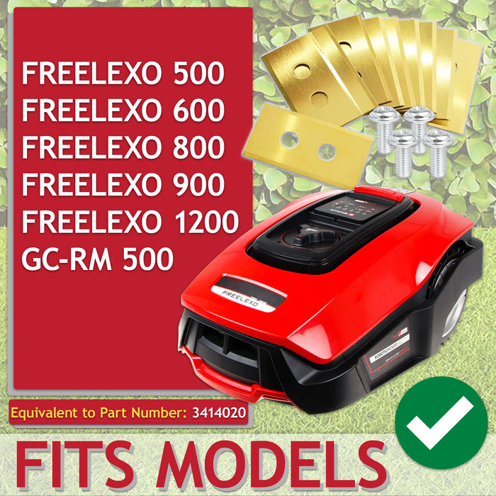 Blades for Einhell Freelexo 500 600 800 900 1200 GC-RM 500 Robot Lawnmower Titanium Coated 3414020 (Pack of 30 + Screws + Case)