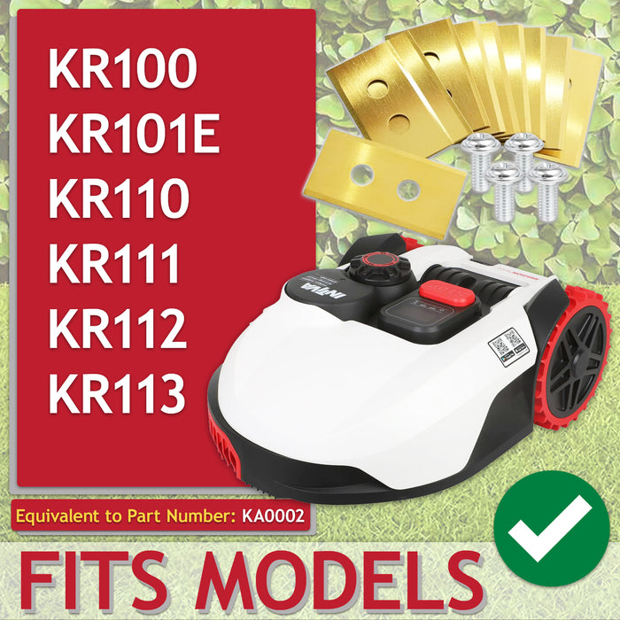 Blades for Kress KR100 KR101E KR110 KR111 KR112 KR113 Robot Lawnmower Titanium Coated KA0002 (Pack of 30 + Screws + Case)