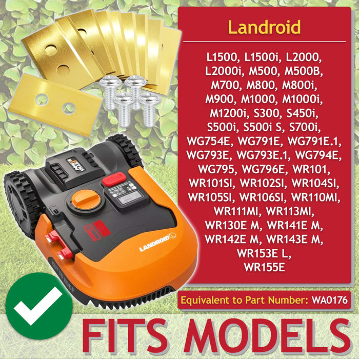 Blades for Worx Landroid Robot Lawnmower Titanium Coated WA0176 (Pack of 30 + Screws + Case)