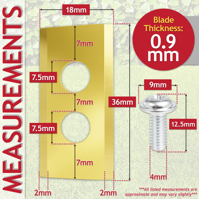 Blades for Worx Landroid Robot Lawnmower Titanium Coated WA0176 (Pack of 30 + Screws + Case)