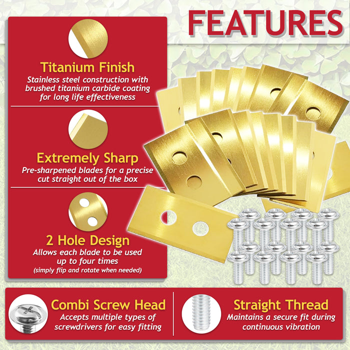 Blades for Worx Landroid Robot Lawnmower Titanium Coated WA0176 (Pack of 30 + Screws + Case)