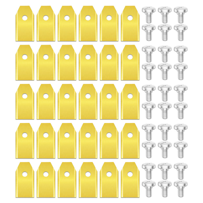 Blades for Yard Force Amiro Compact Classic Robot Lawnmower Titanium Coated 577864603 (Pack of 30 + Screws + Case)
