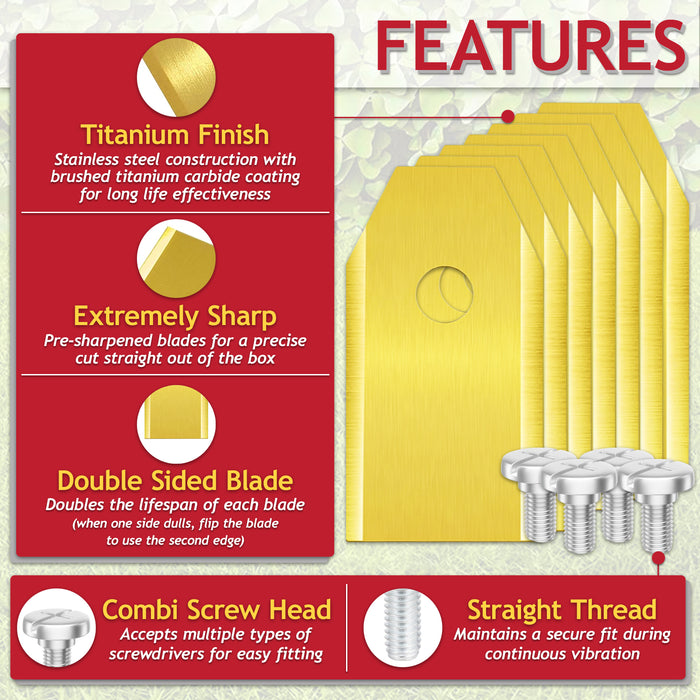 Blades for Gardena Smart Sileno City Life R38Li R40Li R50Li R70Li R80Li Robot Lawnmower Titanium Coated 535138802 (Pack of 30 + Screws + Case)