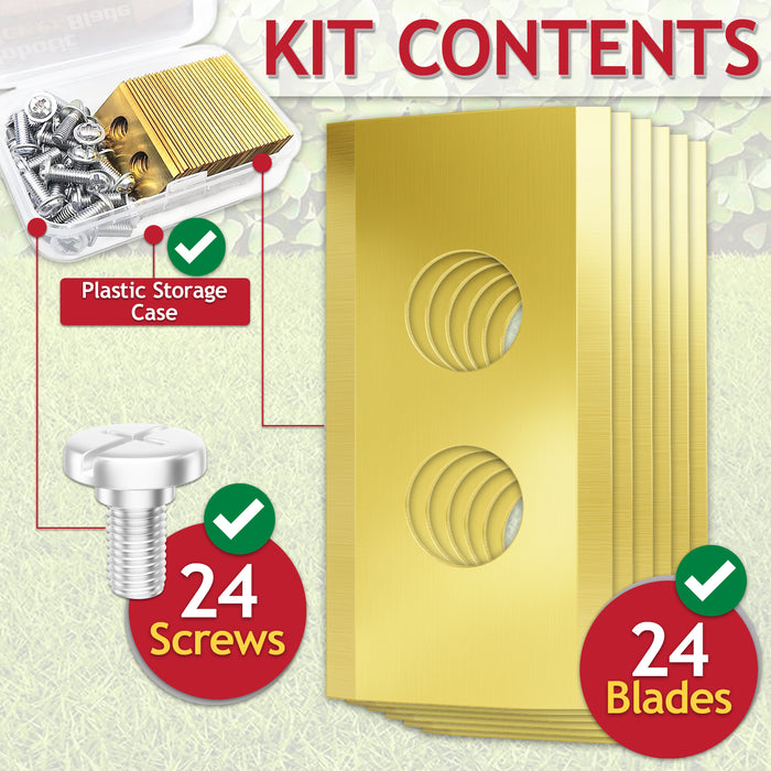 Blades for Mammotion Luba AWD Yuka Mini Robot Lawnmower Titanium Coated MTL23BLD0001 (Pack of 24 + Screws + Case)