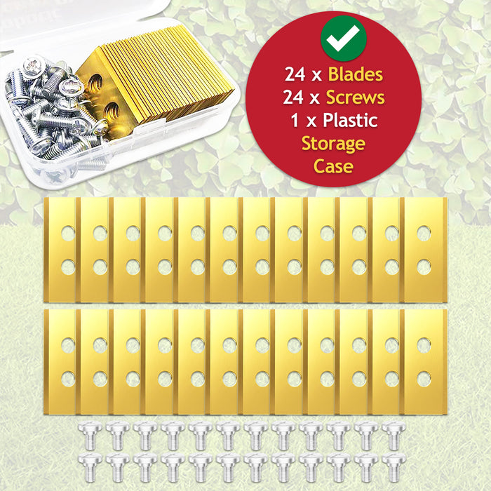 Blades for Mammotion Luba AWD Yuka Mini Robot Lawnmower Titanium Coated MTL23BLD0001 (Pack of 24 + Screws + Case)