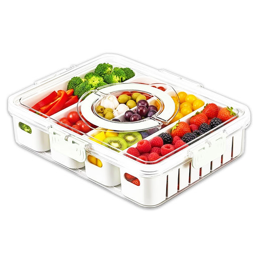 Food Storage Container with Securing Clips Lid and 4 Removable Divider Compartments (Large)