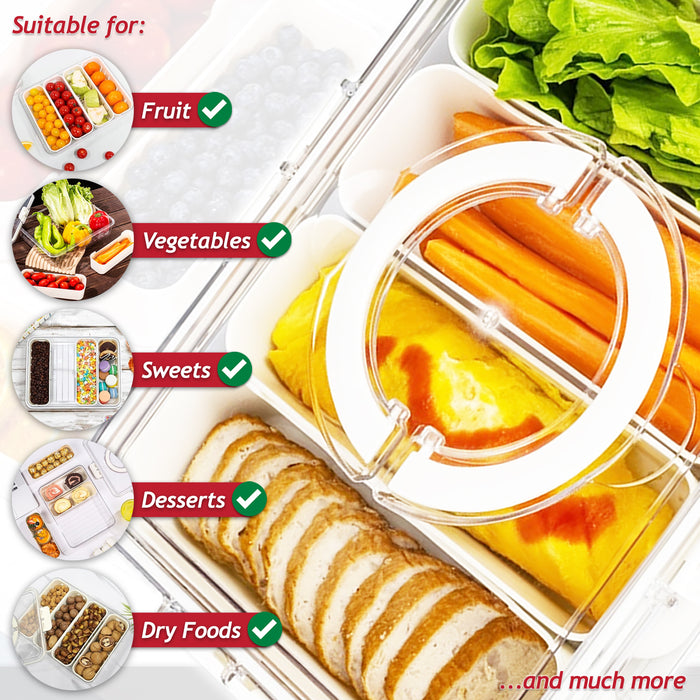 Food Storage Containers with Securing Clips Lid and Removable Divider Compartments (Small + Large)
