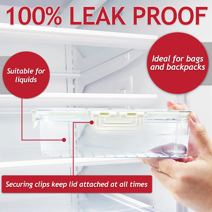 Food Storage Containers with Securing Clips Lid and Removable Divider Compartments (Small + Large)