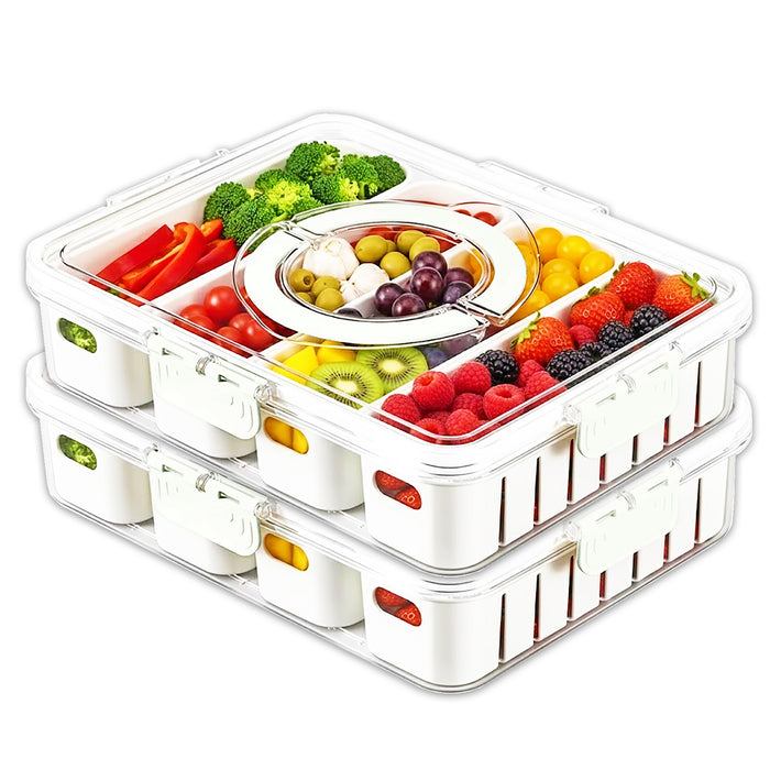 Food Storage Containers with Securing Clips Lid and 4 Removable Divider Compartments (Large, Pack of 2)