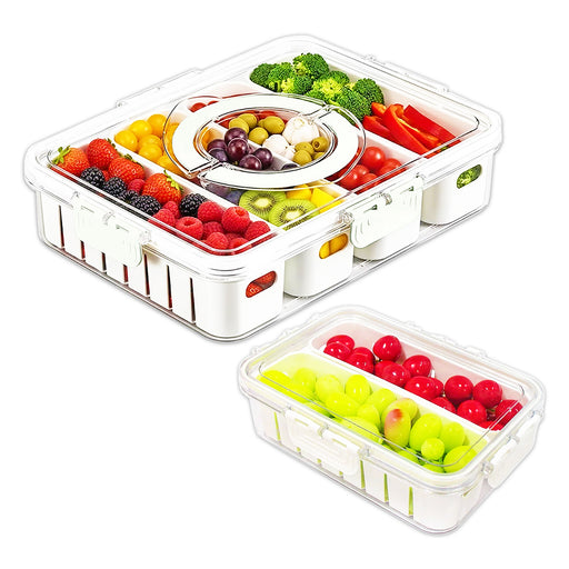 Food Storage Containers with Securing Clips Lid and Removable Divider Compartments (Small + Large)