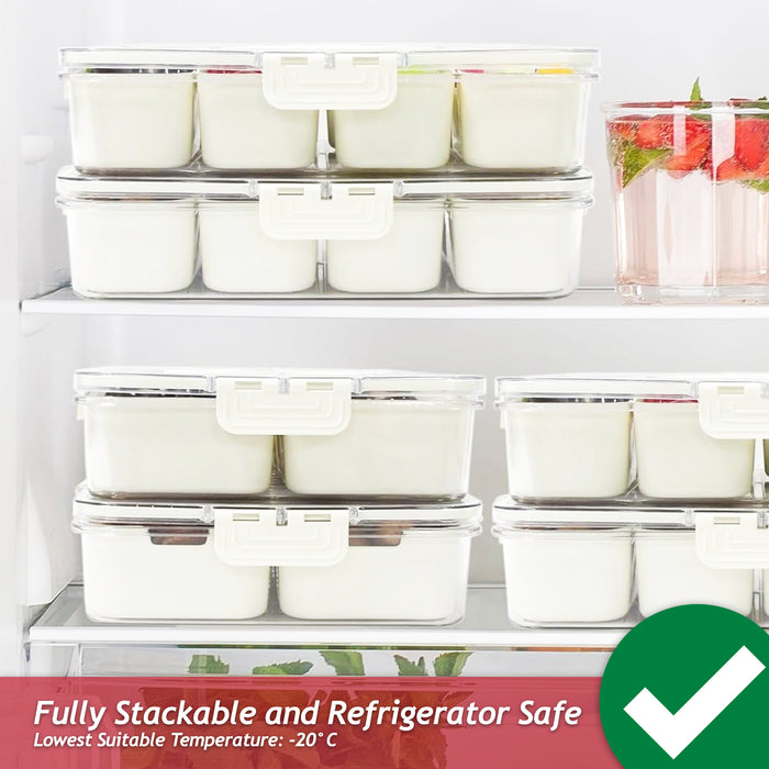Food Storage Containers with Securing Clips Lid and Removable Divider Compartments (Small + Large)