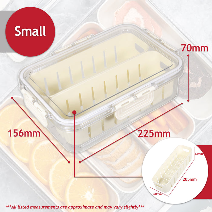 Food Storage Container with Securing Clips Lid and 2 Removable Divider Compartments (Small)
