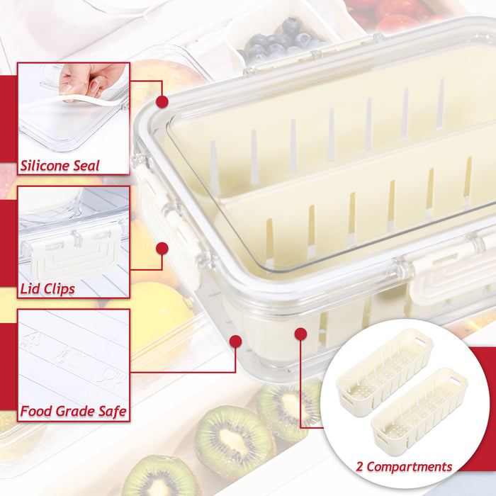 Food Storage Containers with Securing Clips Lid and Removable Divider Compartments (Small + Large)