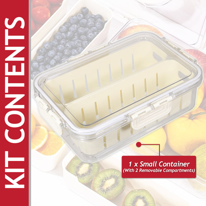 Food Storage Container with Securing Clips Lid and 2 Removable Divider Compartments (Small)