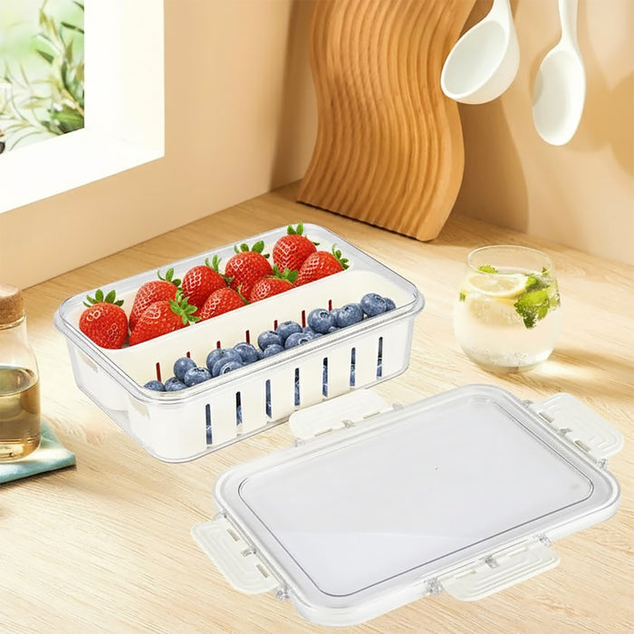 Food Storage Containers with Securing Clips Lid and 2 Removable Divider Compartments (Small, Pack of 2)