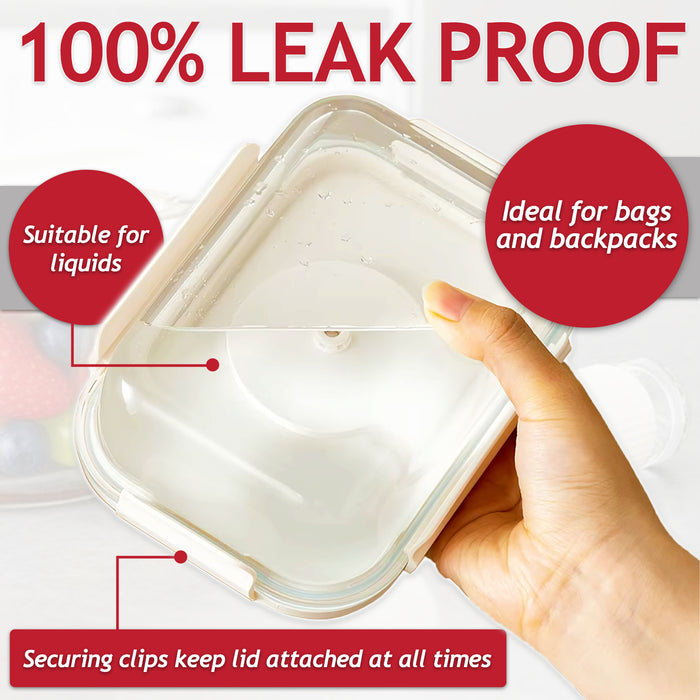 Vacuum Food Storage Glass Containers with Securing Clips Lids (Small, Medium, Large) + Manual Sealing Pump