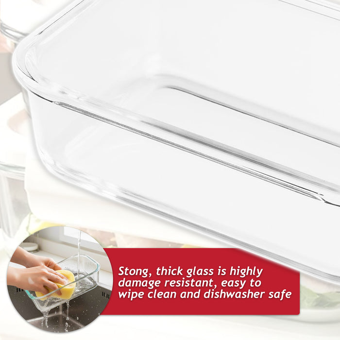 Vacuum Food Storage Glass Container with Securing Clips Lid + Manual Sealing Pump (Large, 1480ml)