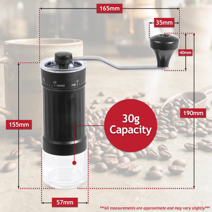 Manual Coffee Grinder Adjustable Ceramic Burr Kit for Aeropress, Espresso, Pour Over, French Press, Moka (30g Capacity)