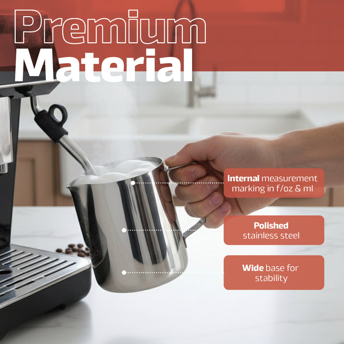 Milk Jug Stainless Steel 350ml 600ml Frothing Pitcher Small Large Crema Frother