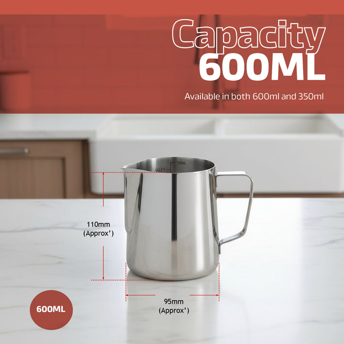 Milk Jug Stainless Steel 350ml 600ml Frothing Pitcher Small Large Crema Frother