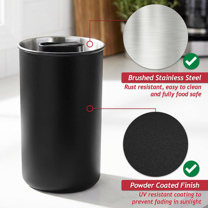 Airtight Coffee Canister Vacuum Seal Lid Stainless Steel Powder Coated Matt Black Storage Container Jar (Large, 1050ml Capacity)