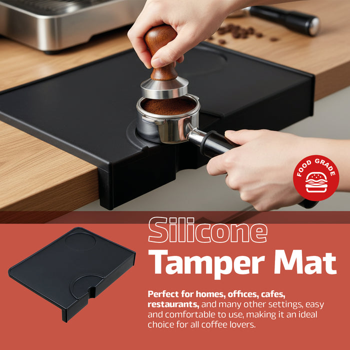 Coffee Tamper Mat Silicone 210x150 Tamping Espresso Moulded Corner Edge Support