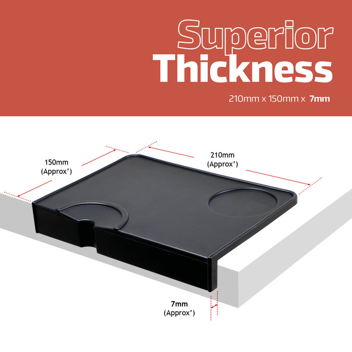 Coffee Tamper Mat Silicone 210x150 Tamping Espresso Moulded Corner Edge Support