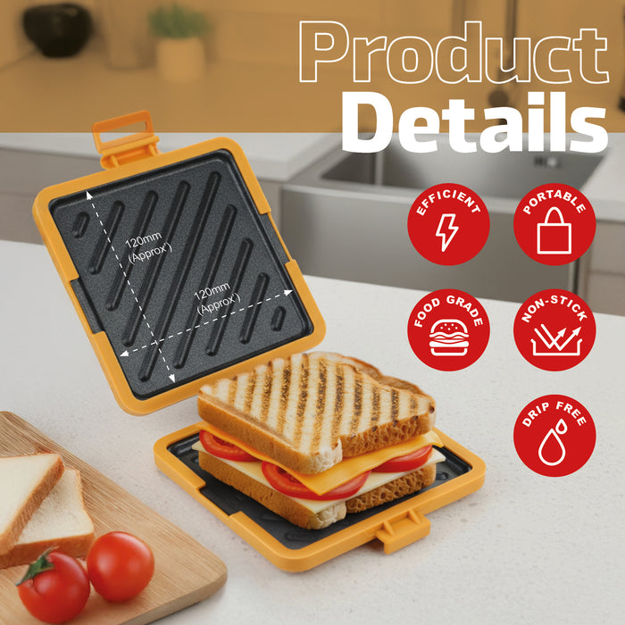 Microwave Toastie Maker Sandwich Grill Microwaveable Grilled Non-stick Silicone Compact Design Quick and Easy Dishwasher safe