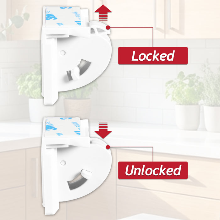 Magnetic Child Safety Lock Kit Cupboard Drawer Cabinet Furniture Safe Baby Proofing Set (10 x Locks + 2 x Keys + 10 x Corner Protectors)