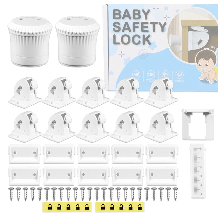 Magnetic Child Safety Lock Kit Cupboard Drawer Cabinet Furniture Safe Baby Proofing Set (10 x Locks + 2 x Keys)