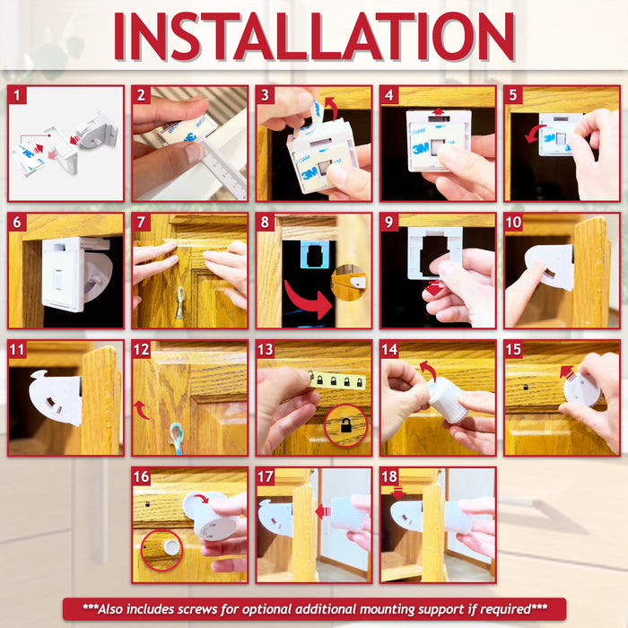 Magnetic Child Safety Lock Kit Cupboard Drawer Cabinet Furniture Safe Baby Proofing Set (10 x Locks + 2 x Keys)