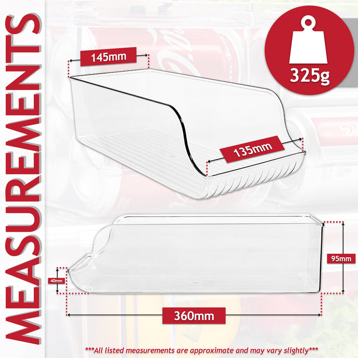 Can Dispenser Fridge Container Clear Pantry Tin Food Drink Supply Shelf Storage Organiser Drawers (Pack of 4)