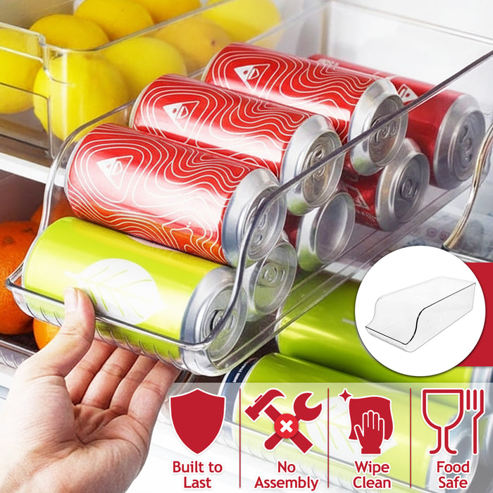 Can Dispenser Fridge Container Clear Pantry Tin Food Drink Supply Shelf Storage Organiser Drawers (Pack of 4)