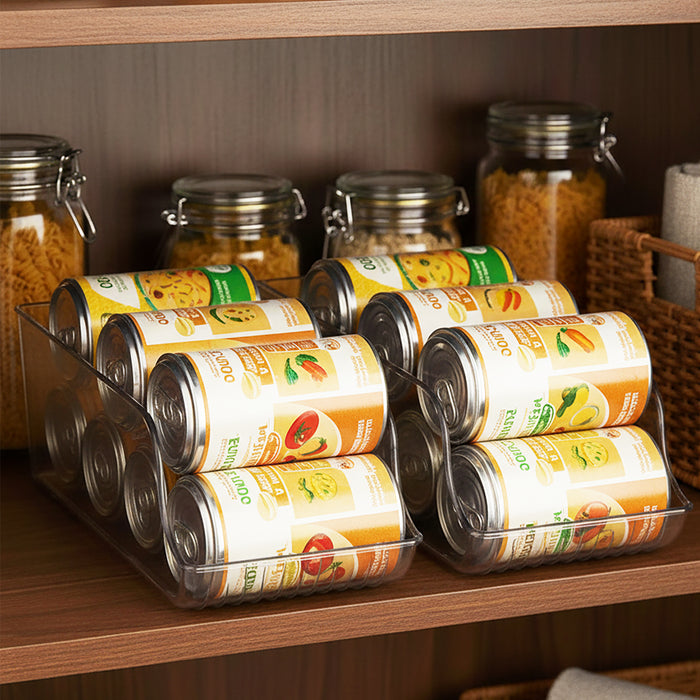 Can Dispenser Fridge Container Clear Pantry Tin Food Drink Supply Shelf Storage Organiser Drawers (Pack of 4)