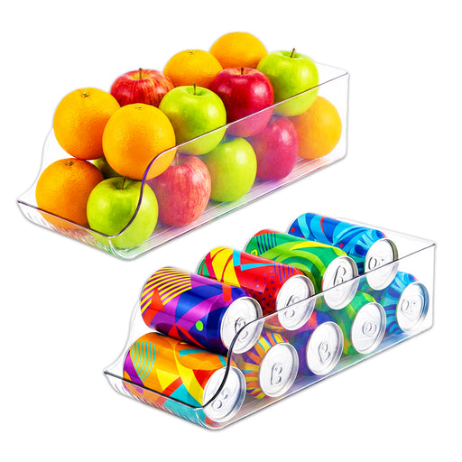 Can Dispenser Fridge Container Clear Pantry Tin Food Drink Supply Shelf Storage Organiser Drawers (Pack of 2)