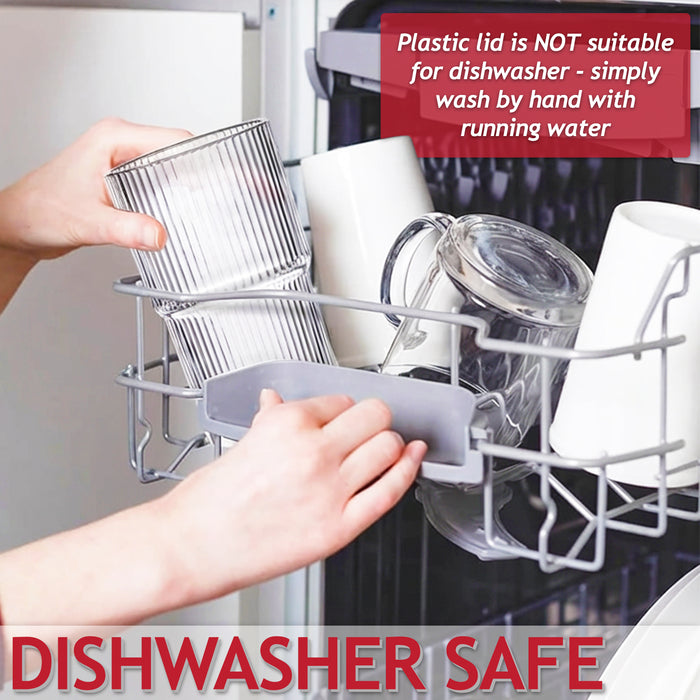 Glass Tumblers with Straws and Lids Thick Clear Ribbed 3-in-1 Cup Glasses (600ml Capacity, Pack of 2)