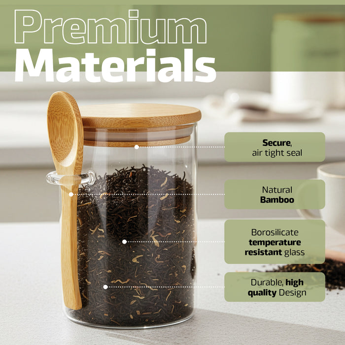 Glass Jar Airtight with Lid Spoon Overnight Oats Food Container 530ml (4 PacK)