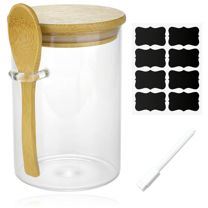 Glass Jar Airtight with Lid Spoon Overnight Oats Food Container 530ml