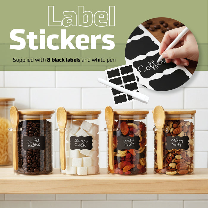 Glass Jar Airtight with Lid Spoon Overnight Oats Food Container 530ml (4 PacK)